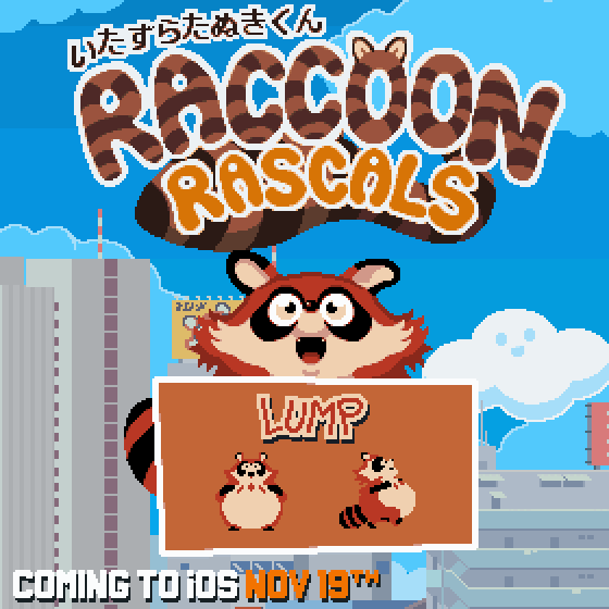 Meet Lump, and his curves. Raccoon Rascals will be out in the @AppStore  in 3 days!